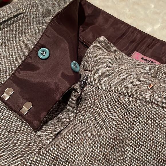 Soya Paris Vintage Flared Cuffed leg Women Short Pants Gray Multi Size T3 - Picture 6 of 11